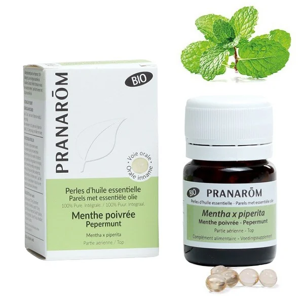 Pranarom Perles d'huile essentielle de Menthe poivrée Bio capsules