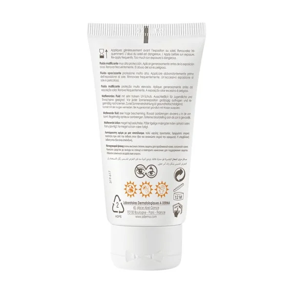 PROTECT AC - Fluide Matifiant Très Haute Protection 50+ - Visage - Peaux Mixtes à Grasses, 40ml