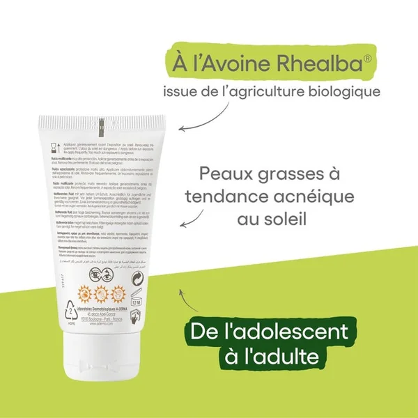 PROTECT AC - Fluide Matifiant Très Haute Protection 50+ - Visage - Peaux Mixtes à Grasses, 40ml