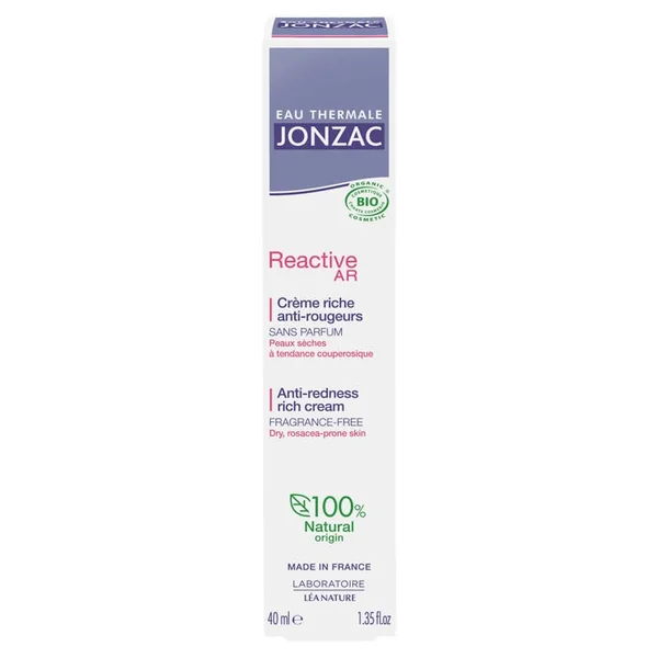 REACTIVE AR - Crème Riche Anti-Rougeurs Bio - Visage - Peaux Normales à Sèches, 40ml