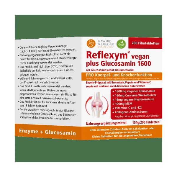 Reflexym vegan plus glucosamin 1600, 200 St