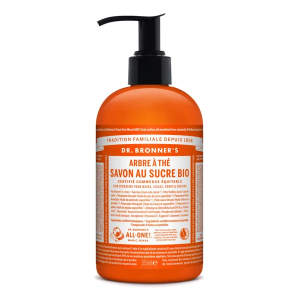 Savon Liquide au Sucre Bio Arbre à thé Dr Bronner's 355ml