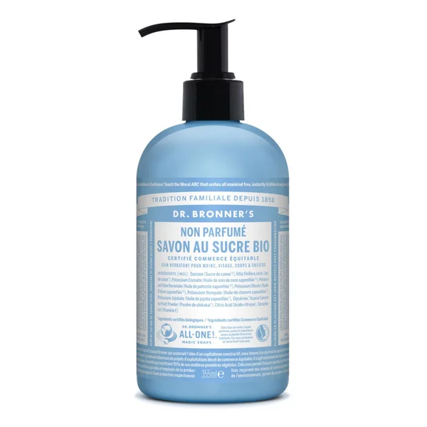 Savon Liquide Au Sucre Bio Non parfumé Dr Bronner's 355ml