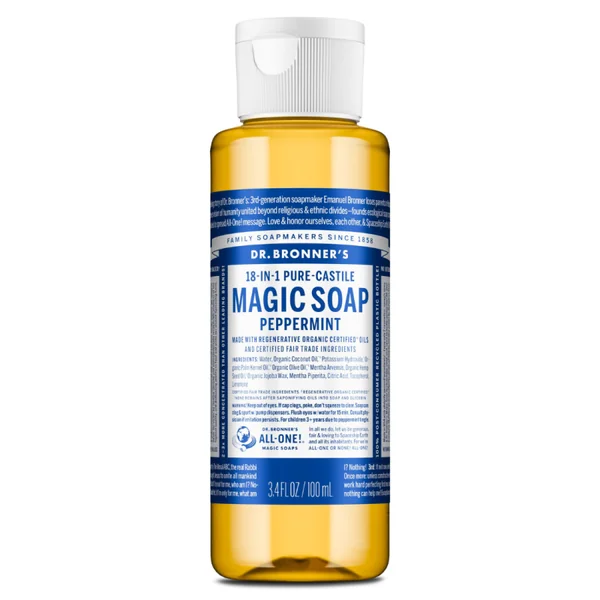 Savon liquide menthe poivrée Dr Bronner's 100ml