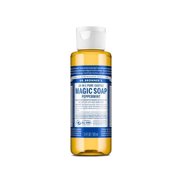Savon liquide menthe poivrée Dr Bronner's 100ml