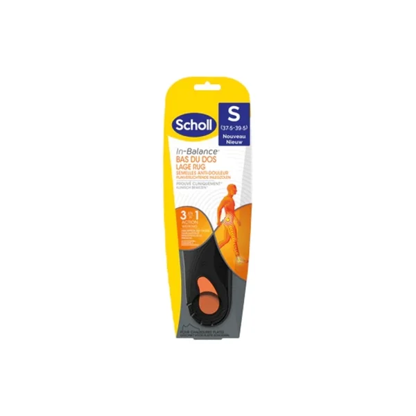 Scholl Semelles In-Balance Anti-Douleur Bas du Dos 1 Paire - Taille : S