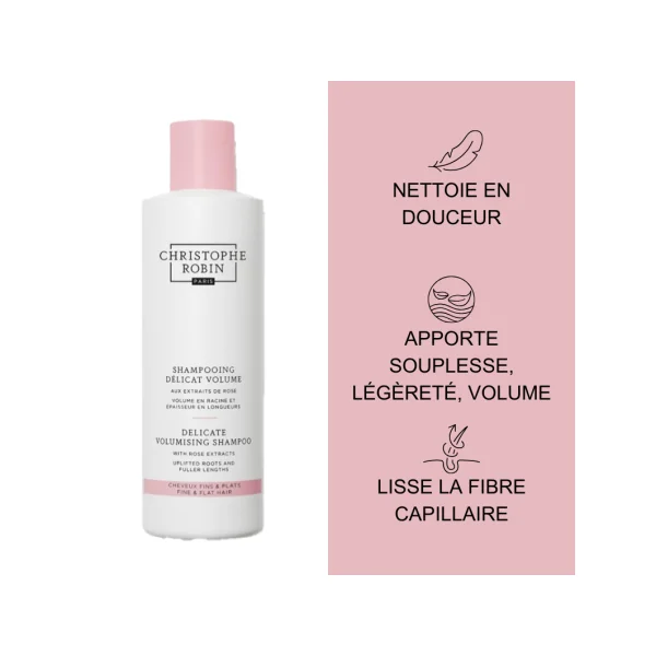 Shampoing délicat volume aux extraits de rose 250 ml