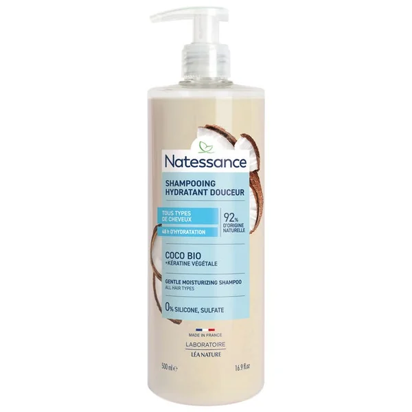 Shampoing Hydratant Douceur Coco Bio et Kératine Végétale - Tous Types de Cheveux, 500ml