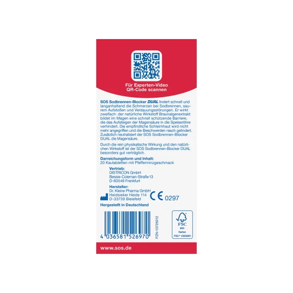 Sodbrennen Blocker DUAL Kautabletten, 20 St