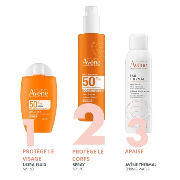 SOLAIRE - Spray Invisible SPF50 - Visage et Corps - Peaux Sensibles, 200ml