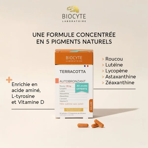 SOLAIRE - Terracotta Cocktail - Autobronzant Hâle - 2 Mois + 1 Mois Offert, 90 Comprimés