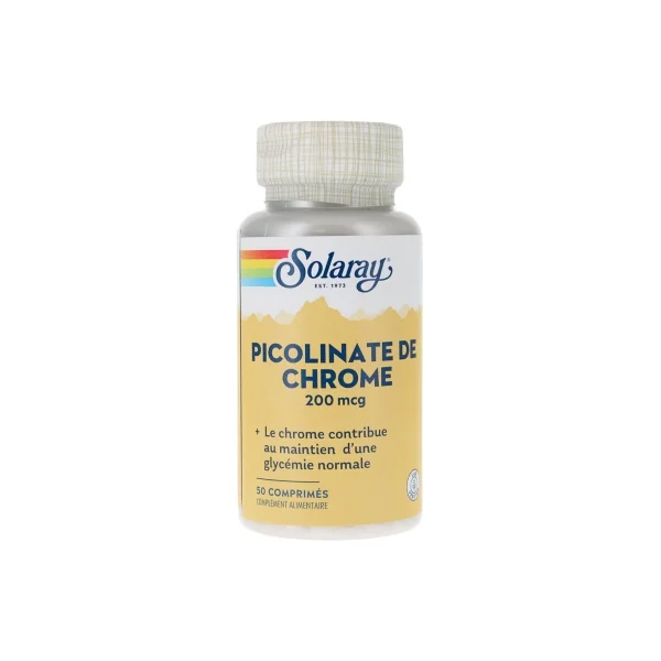 Solaray Picolinate de Chrome 200 mcg 50 Comprimés
