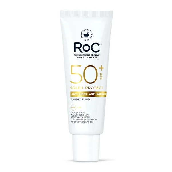 SOLEIL PROTECT - Fluide Solaire Anti-Rides SPF50+ - Visage - Tous Types de Peaux, 50ml