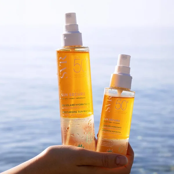 SUN SECURE - Eau Solaire Hydratante SPF50+ - Visage et Corps - Peaux Hypersensibles au Soleil, 200ml