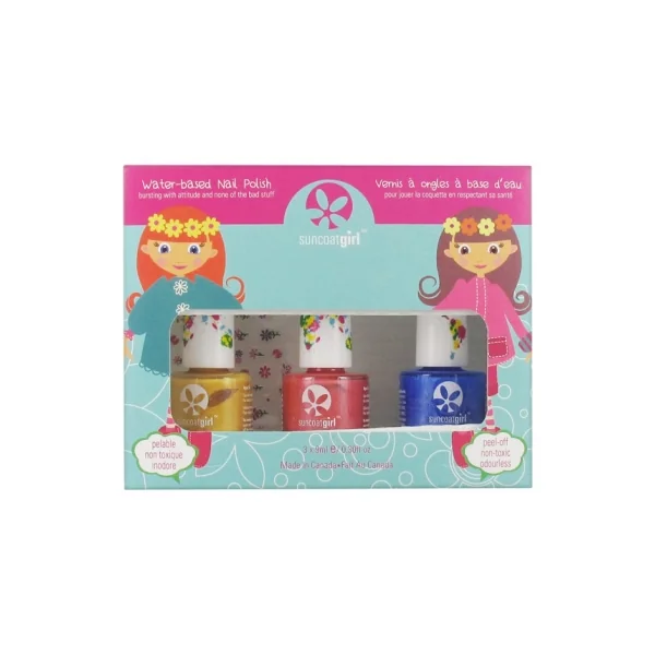 Suncoat Girl Kit 3 Vernis à Ongles Peel-Off à Base d'Eau + 1 Feuille d'Autocollants - Couleur : Egg-spiration