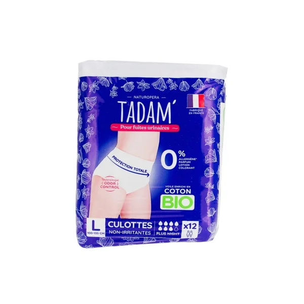 Tadam' Culottes pour Fuites Urinaires Plus Nuit 12 Culottes - Taille : Taille L
