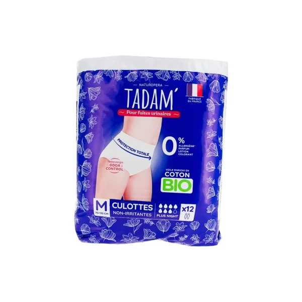Tadam' Culottes pour Fuites Urinaires Plus Nuit 12 Culottes - Taille : Taille M