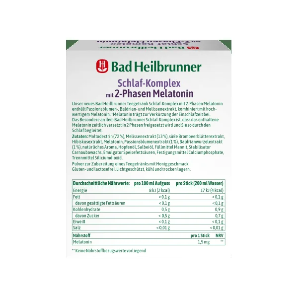 Teegetränk Schlaf-Komplex mit 2-Phasen Melatonin (10 Stück), 10 g