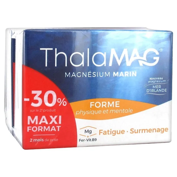 Thalamag Magnésium Marin Forme Physique et Mentale, 2 boites de 60 gélules