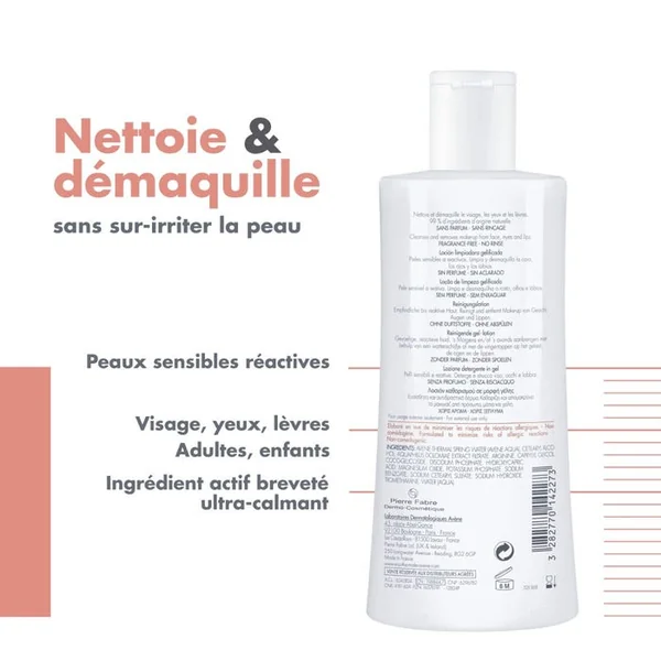 TOLERANCE - Lotion Nettoyante Gélifiée - Visage et Yeux - Peaux Sensibles à Réactives, 400ml
